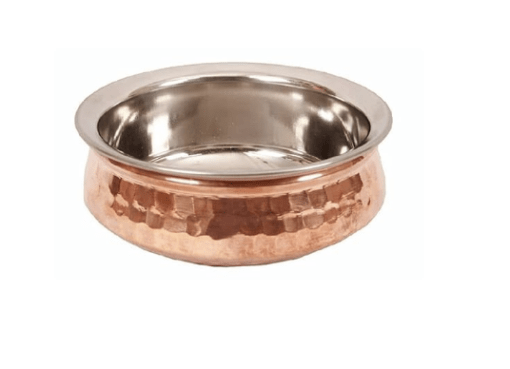 Copper Basin / Handi Copper Handi,Pure Copper Lagan Bowl Outside Copper Inside Steel Serving Copper Bowl - Image 3